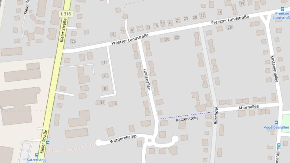 Screenshot von OpenStreetMap: Kieler Straße